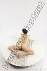 Nude Gymnastic poses Woman White Slim long brown Multi angle poses Pinup