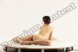 Nude Gymnastic poses Woman White Slim long brown Multi angle poses Pinup