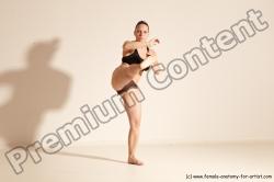 Underwear Martial art Woman White Moving poses Average long colored Dynamic poses Academic