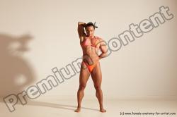 Swimsuit Woman White Moving poses Muscular long brown Dynamic poses Academic