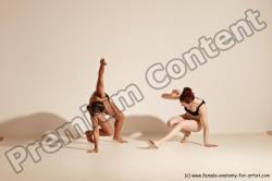 Underwear Martial art Woman - Woman White Moving poses Athletic medium brown Dynamic poses Academic