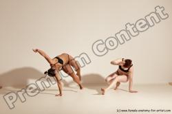 Underwear Martial art Woman - Woman White Moving poses Athletic medium brown Dynamic poses Academic