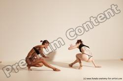 Underwear Martial art Woman - Woman White Moving poses Athletic medium brown Dynamic poses Academic