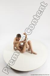 Nude Woman White Sitting poses - ALL Slim bald Sitting poses - simple Multi angle poses Pinup