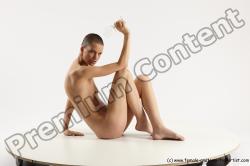 Nude Woman White Sitting poses - ALL Slim bald Sitting poses - simple Multi angle poses Pinup