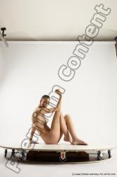 Nude Woman White Sitting poses - ALL Slim bald Sitting poses - simple Multi angle poses Pinup