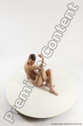 Nude Woman White Sitting poses - ALL Slim bald Sitting poses - simple Multi angle poses Pinup