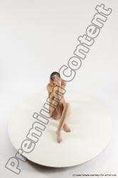 Nude Woman White Sitting poses - ALL Slim bald Sitting poses - simple Multi angle poses Pinup