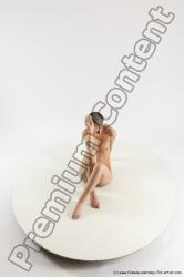 Nude Woman White Sitting poses - ALL Slim bald Sitting poses - simple Multi angle poses Pinup