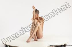 Nude Woman White Sitting poses - ALL Slim bald Sitting poses - simple Multi angle poses Pinup