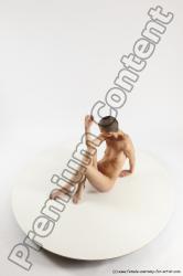 Nude Woman White Sitting poses - ALL Slim bald Sitting poses - simple Multi angle poses Pinup