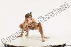 Nude Gymnastic poses Woman White Athletic long blond Multi angle poses Pinup