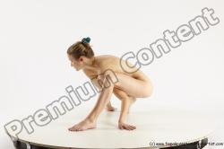 Nude Gymnastic poses Woman White Athletic long blond Multi angle poses Pinup