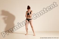 Underwear Martial art Woman White Moving poses Average long brown Dynamic poses Academic