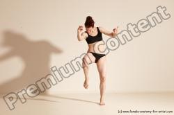 Underwear Martial art Woman White Moving poses Average long brown Dynamic poses Academic