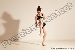 Underwear Martial art Woman White Moving poses Average long brown Dynamic poses Academic