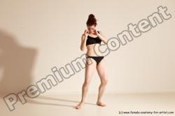 Underwear Martial art Woman White Moving poses Average long brown Dynamic poses Academic