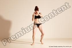 Underwear Martial art Woman White Moving poses Average long brown Dynamic poses Academic