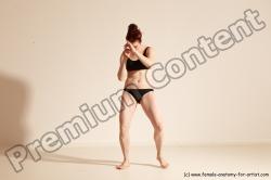 Underwear Martial art Woman White Moving poses Average long brown Dynamic poses Academic