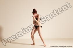 Underwear Martial art Woman White Moving poses Average long brown Dynamic poses Academic