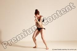 Underwear Martial art Woman White Moving poses Average long brown Dynamic poses Academic