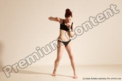 Underwear Martial art Woman White Moving poses Average long brown Dynamic poses Academic