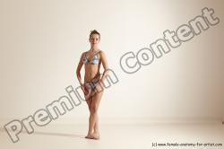 Swimsuit Gymnastic poses Woman White Moving poses Slim long brown Dynamic poses Academic