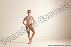 Swimsuit Gymnastic poses Woman White Moving poses Slim long brown Dynamic poses Academic