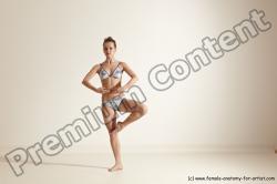 Swimsuit Gymnastic poses Woman White Moving poses Slim long brown Dynamic poses Academic