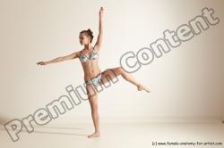 Swimsuit Gymnastic poses Woman White Moving poses Slim long brown Dynamic poses Academic