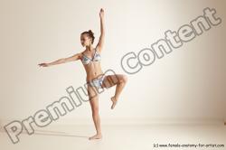 Swimsuit Gymnastic poses Woman White Moving poses Slim long brown Dynamic poses Academic