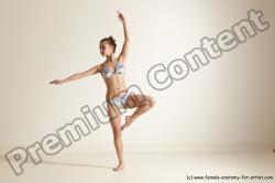 Swimsuit Gymnastic poses Woman White Moving poses Slim long brown Dynamic poses Academic