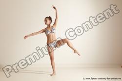 Swimsuit Gymnastic poses Woman White Moving poses Slim long brown Dynamic poses Academic