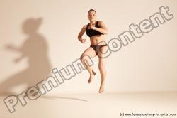 Underwear Martial art Woman White Moving poses Average long colored Dynamic poses Academic