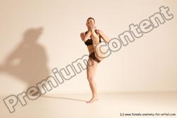 Underwear Martial art Woman White Moving poses Average long colored Dynamic poses Academic