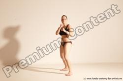 Underwear Martial art Woman White Moving poses Average long colored Dynamic poses Academic