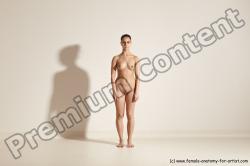 Nude Woman White Slim long brown Dancing Dynamic poses Pinup