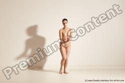 Nude Woman White Slim long brown Dancing Dynamic poses Pinup