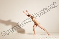 Nude Woman White Slim long brown Dancing Dynamic poses Pinup