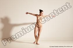 Nude Woman White Slim long brown Dancing Dynamic poses Pinup