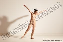 Nude Woman White Slim long brown Dancing Dynamic poses Pinup