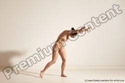 Nude Woman White Slim long brown Dancing Dynamic poses Pinup