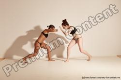 Underwear Martial art Woman - Woman White Moving poses Athletic medium brown Dynamic poses Academic