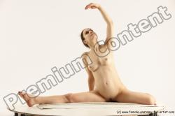 Nude Gymnastic poses Woman White Slim long brown Multi angle poses Pinup