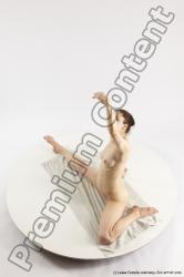 Nude Gymnastic poses Woman White Slim long brown Multi angle poses Pinup