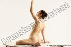 Nude Gymnastic poses Woman White Slim long brown Multi angle poses Pinup