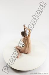 Nude Woman White Slim Fighting with rifle bald Multi angle poses Pinup