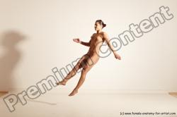 Nude Gymnastic poses Woman White Moving poses Athletic medium brown Dynamic poses Pinup