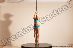 Underwear Gymnastic poses Woman White Moving poses Slim long blond Dynamic poses Academic