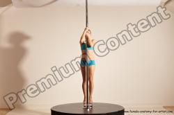 Underwear Gymnastic poses Woman White Moving poses Slim long blond Dynamic poses Academic